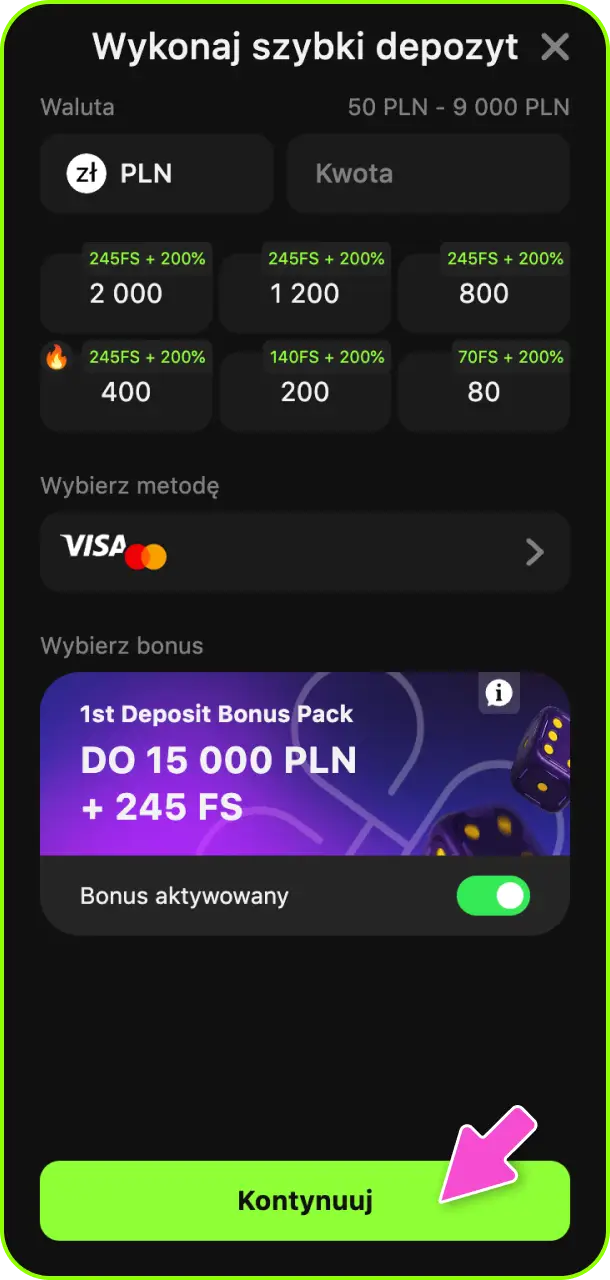 Dokonaj swojego pierwszego depozytu, wpisując poprawny kod promocyjny Gamespot Casino.
