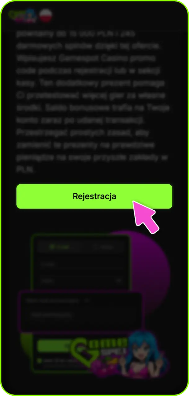 Otwórz stronę konta, aby szybko aktywować unikalny kod promocyjny Gamespot Casino.