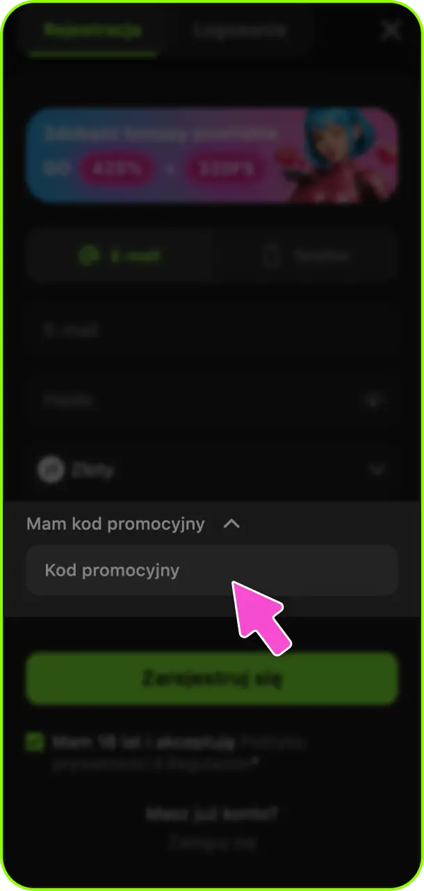Wpisz kod promocyjny w wyznaczonym polu na profilu Gamespot Casino.